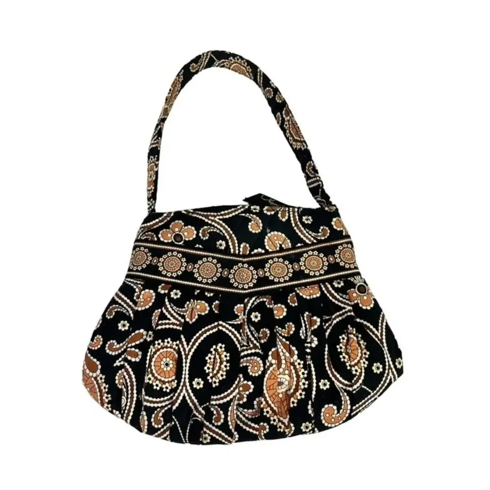 Vera Bradley Womens Shoulder Bag in Cafe Caffe Latte Brown Black Hannah Style